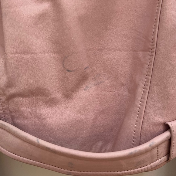 Philipp Plein Pink Leather Jacket w/ Studded Sleeves & Crystal Patches S As Is - Picture 3 of 16